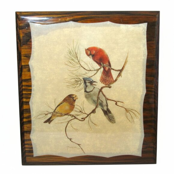Vintage Harry J. Moeller Wood Bird Print Lacquered Framed Wall Art Mid-Century - Picture 3 of 7